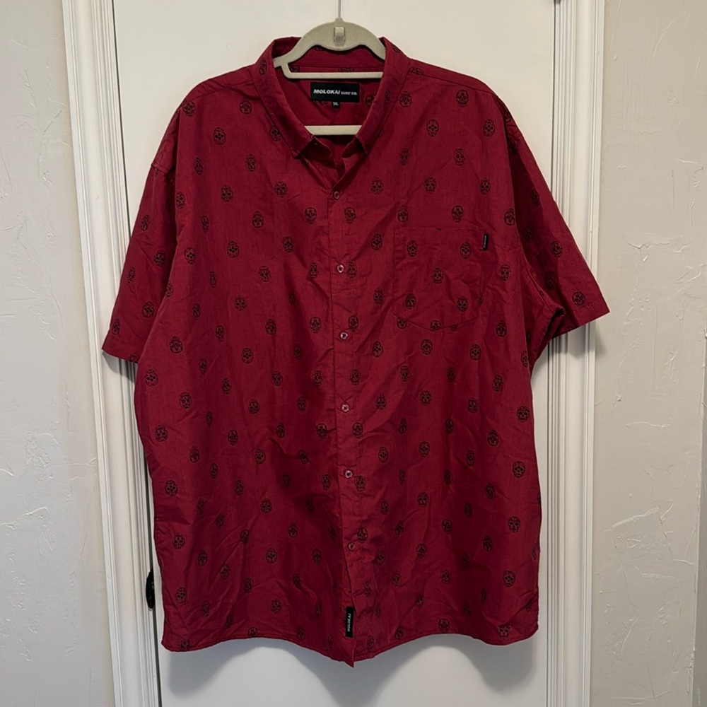 Molokai Surf Co. Red Sugar Skull Men’s Shirt. 3XL